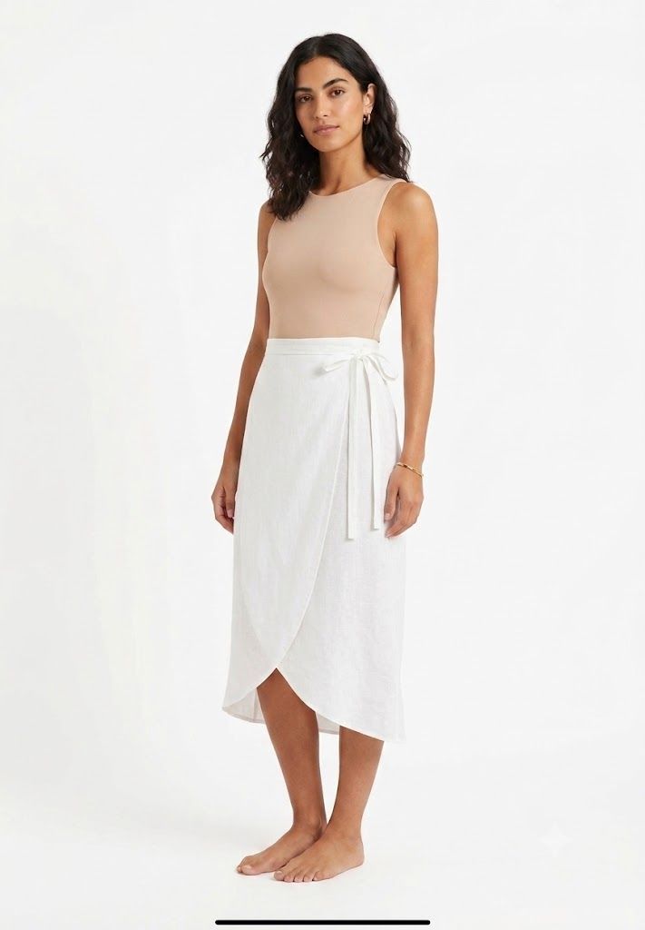 Maxi Pure Linen Wrap Skirt
